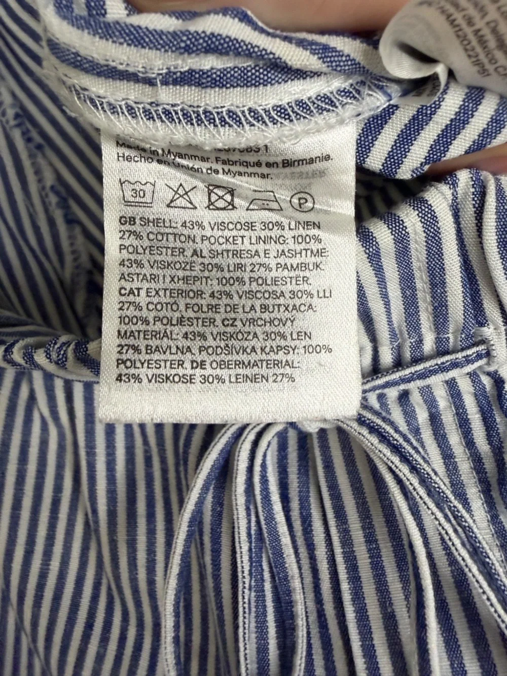 H&M Linen Blend Striped Drawstring Trousers - Women’s Size Medium